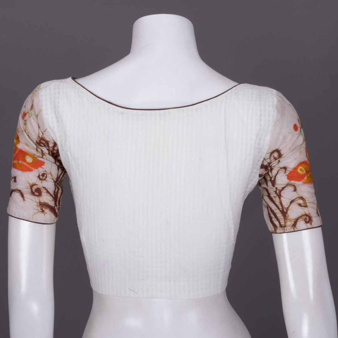 White Batik Hand Painted Cotton Blouse 10072479