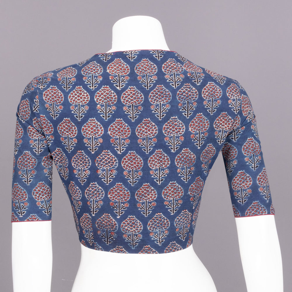 Blue Ajrakh Printed Cotton Blouse 10072502