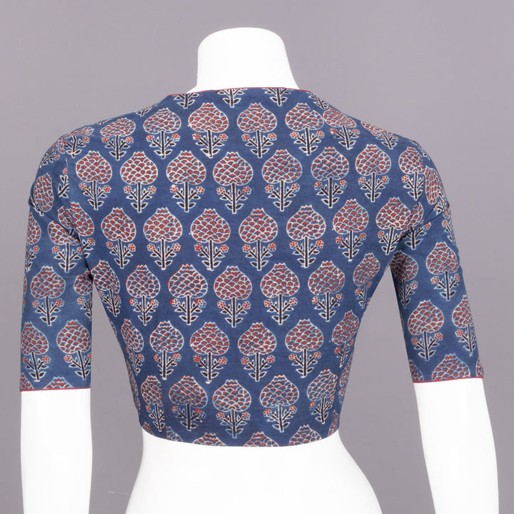 Blue Ajrakh Printed Cotton Blouse 10072502