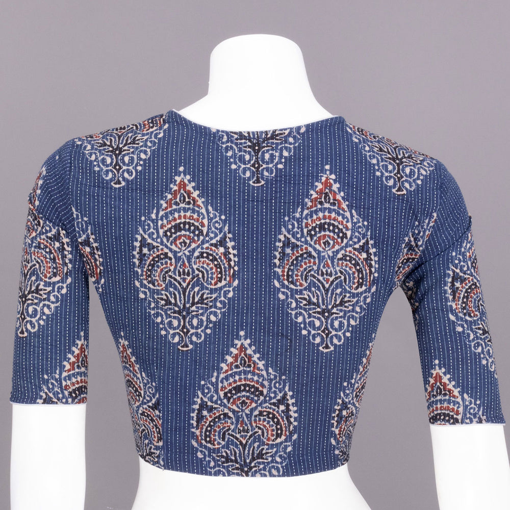 Blue Ajrakh Printed Cotton Blouse 10072504