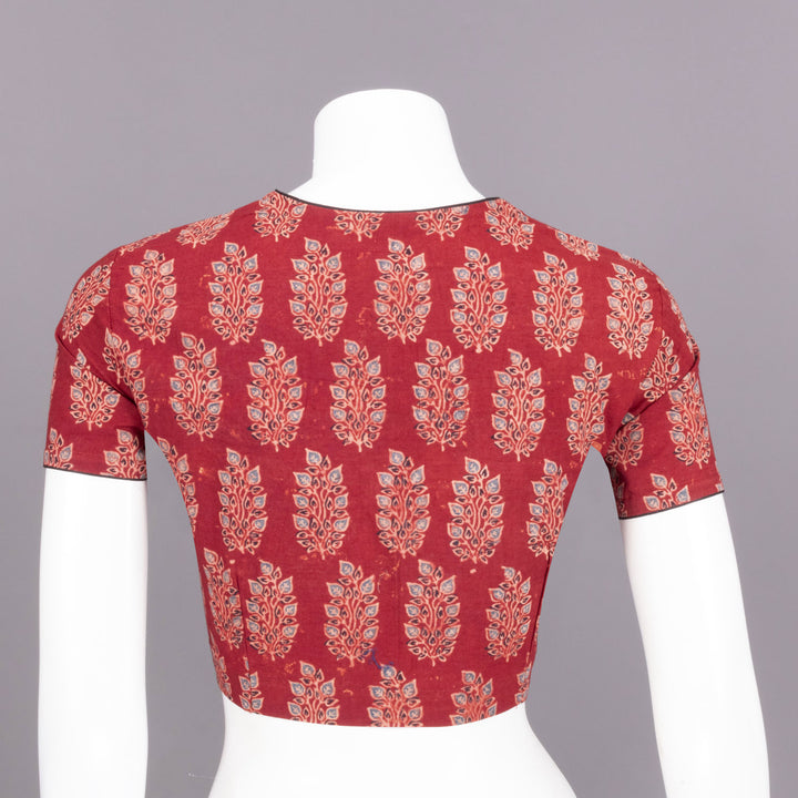 Red Ajrakh Printed Cotton Blouse 