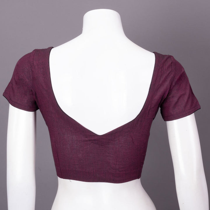 Maroon Handcrafted Slub Cotton Solid Style Blouse 10073196