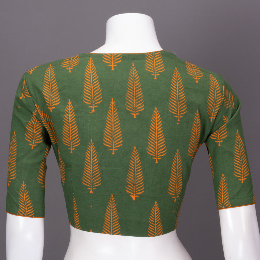 Green Gamthi Printed Cotton Blouse 10073260