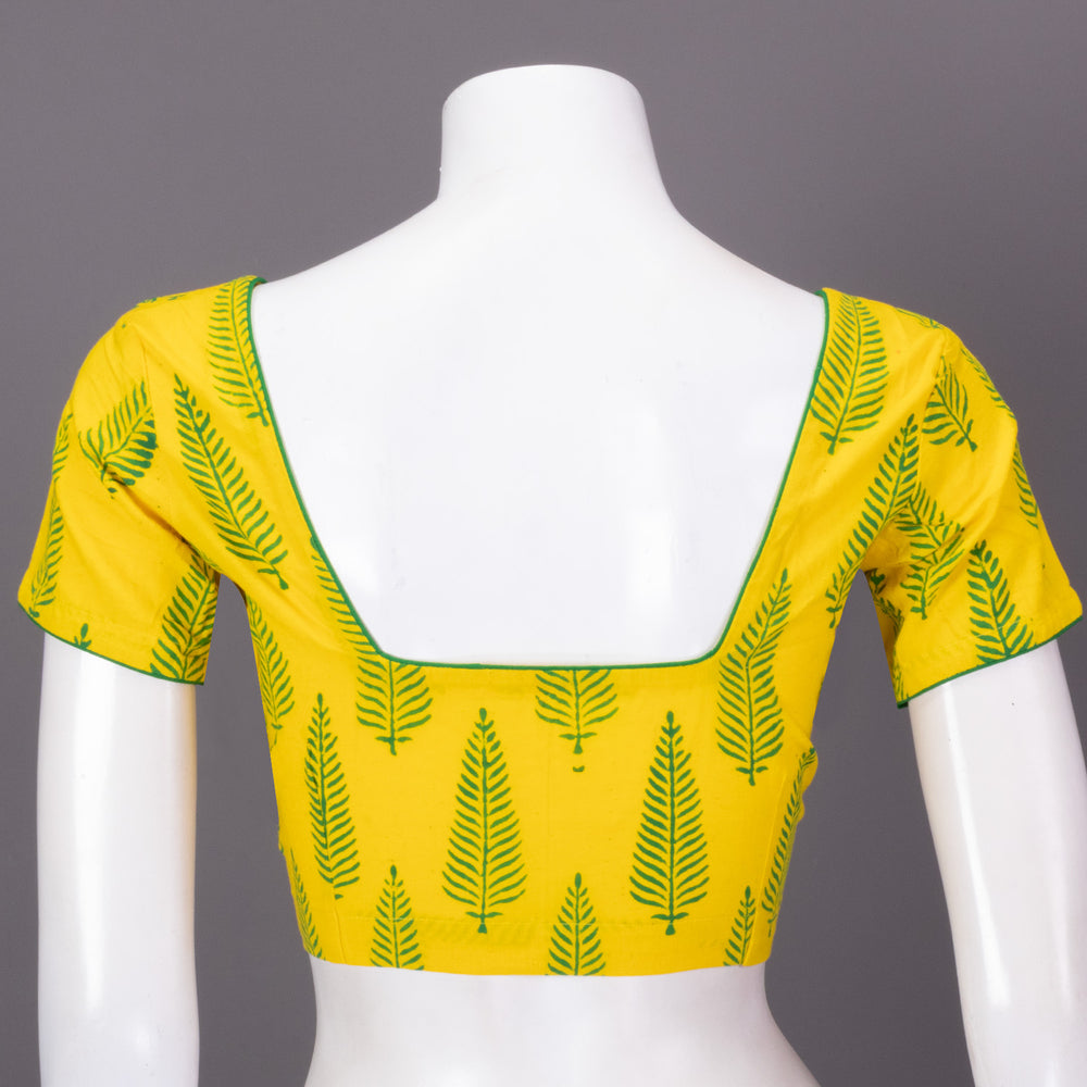 Yellow Gamthi Printed Cotton Blouse 10073262