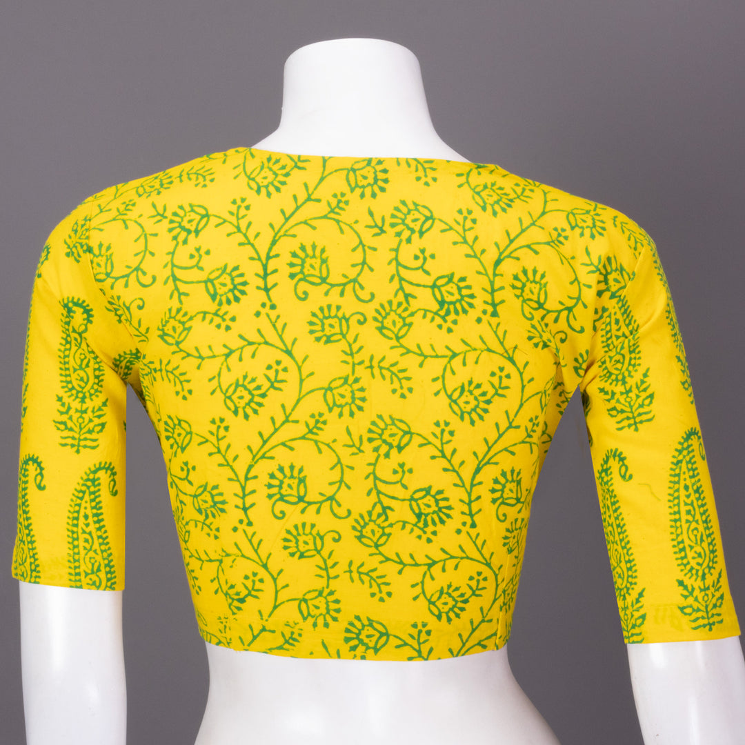 Yellow Gamthi Printed Cotton Blouse 10073265