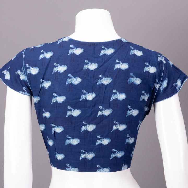 Indigo Hand Block Printed Cotton Blouse 10073289