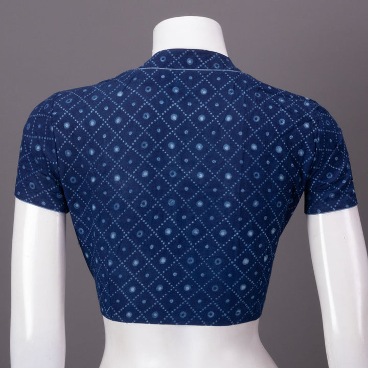 Indigo Hand Block Printed Cotton Blouse 10073290