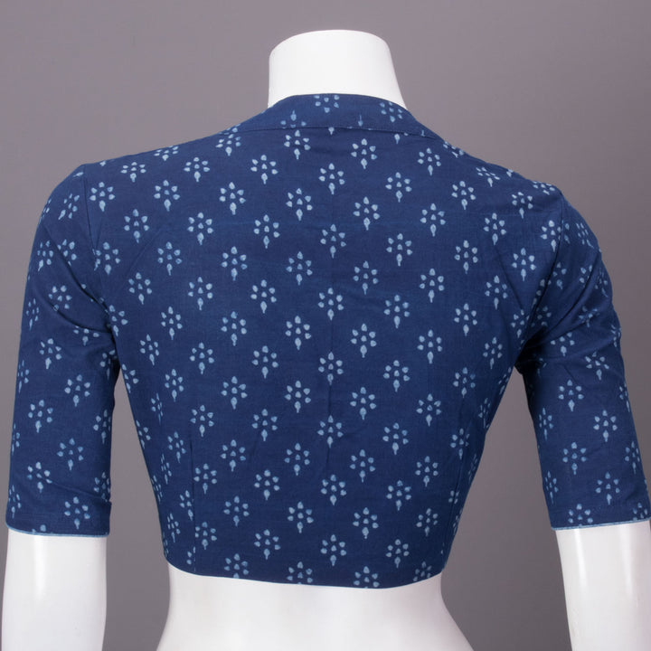 Indigo Hand Block Printed Cotton Blouse 10073293