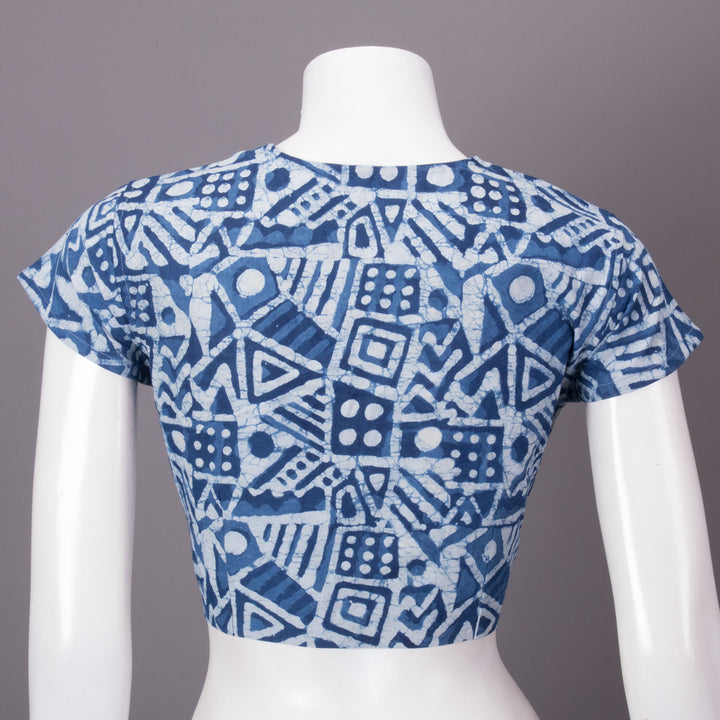 Indigo Hand Block Printed Cotton Blouse 10073295