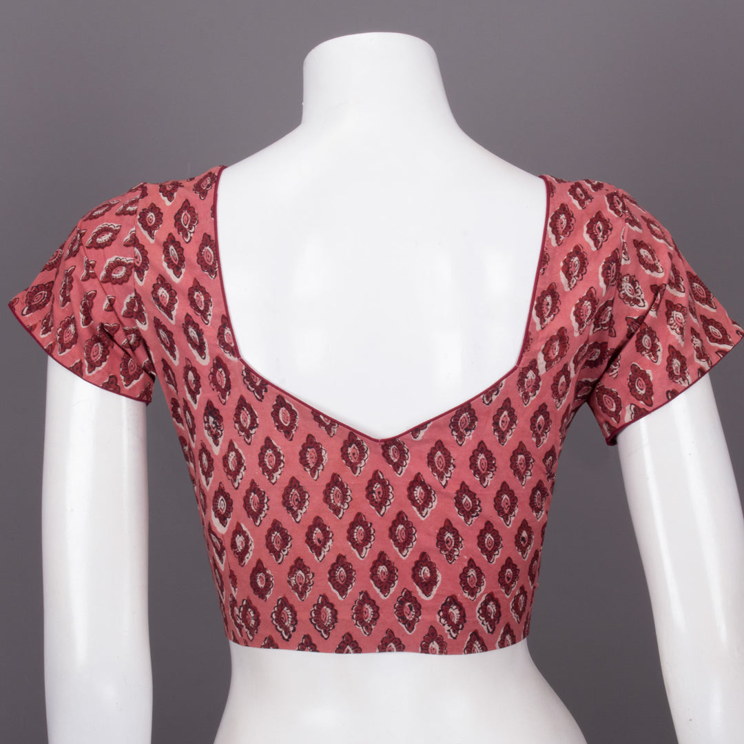 Pink Hand Block Printed Cotton Blouse 10073322