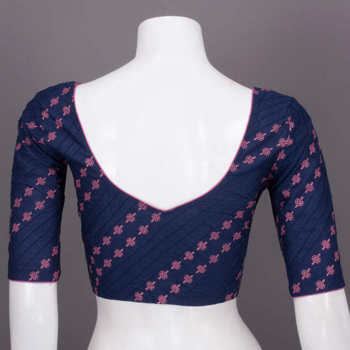 Blue Hand Block Printed Cotton Blouse 10073324