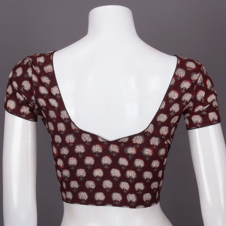 Maroon Jahota Printed Cotton Blouse 10073340