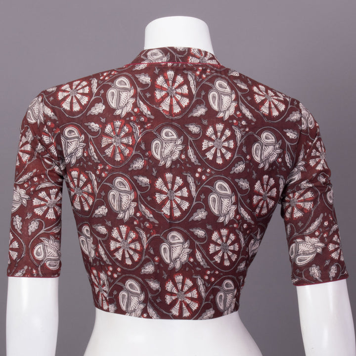 Maroon Jahota Printed Cotton Blouse 10073345