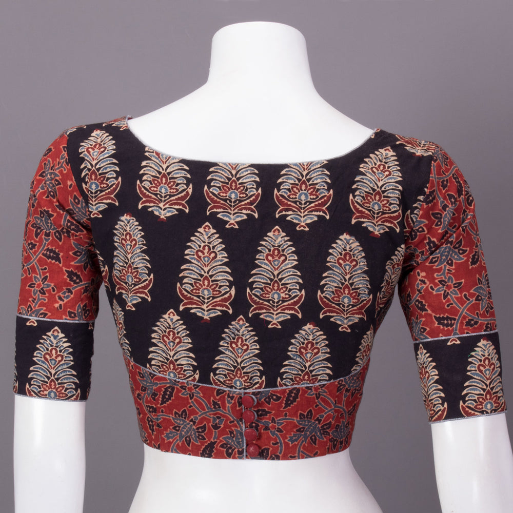 Red Ajrakh Printed Cotton Blouse 10073360