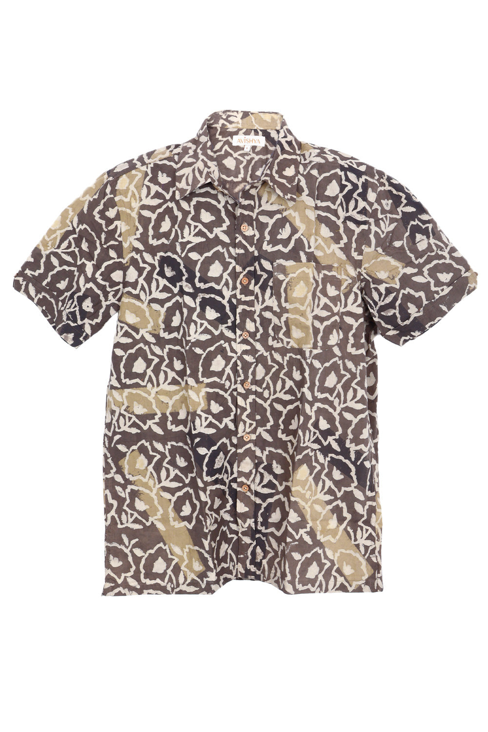 Brown Half Sleeve Ajrakh Printed Cotton Mens Shirt 10072908