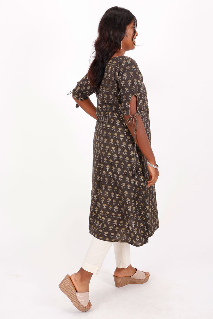 Black Ajrakh Printed Cotton Kurta 