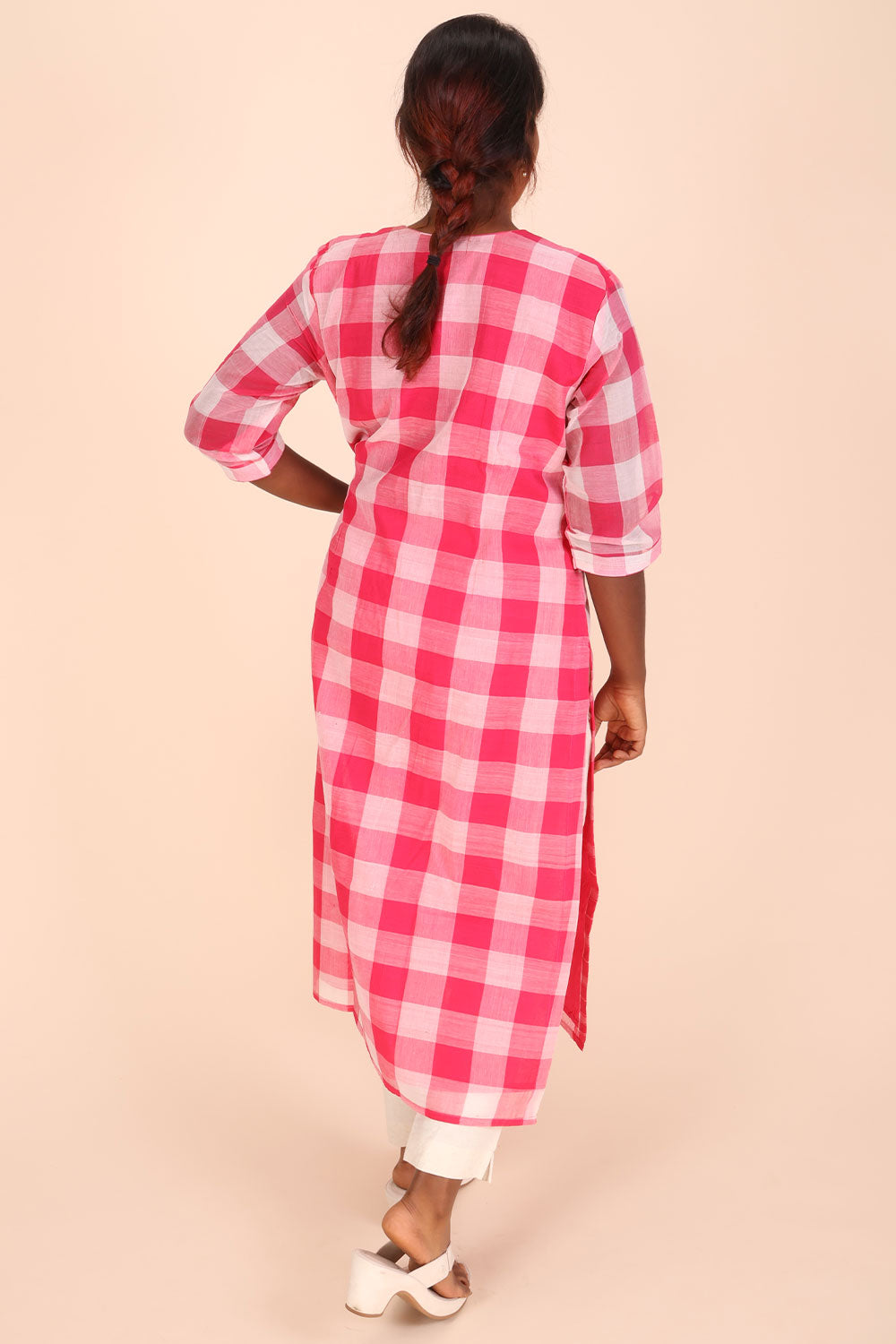 Bright Pink Andhra cotton kurta 10070680