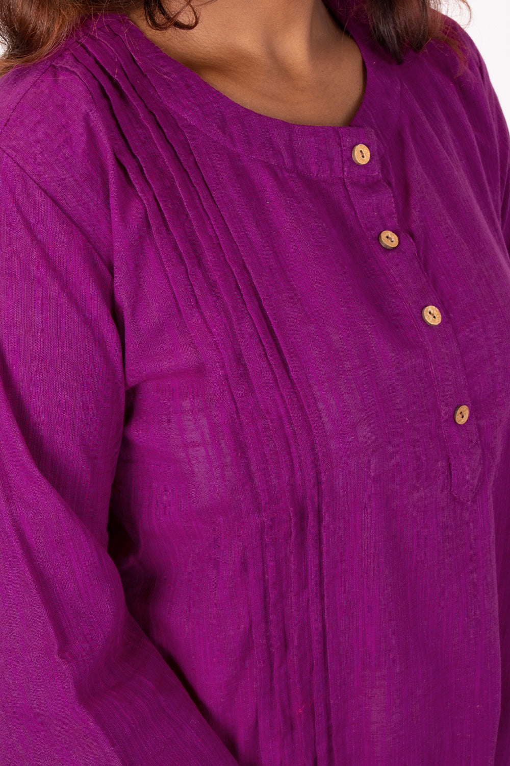 Purple Handcrafted Slub Cotton Kurta 10073155