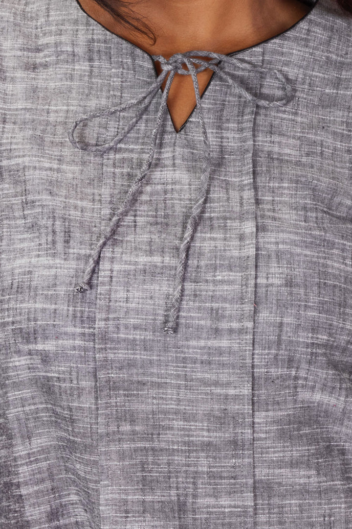 Grey Handcrafted Slub Cotton Kurta 10073254