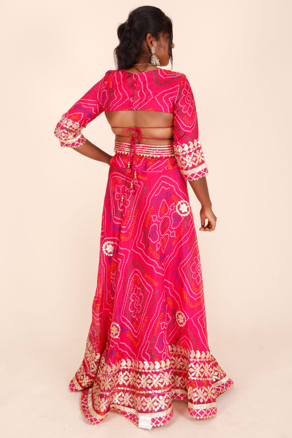 Pink Handcrafted Kota Doria Cotton Lehenga 10064752