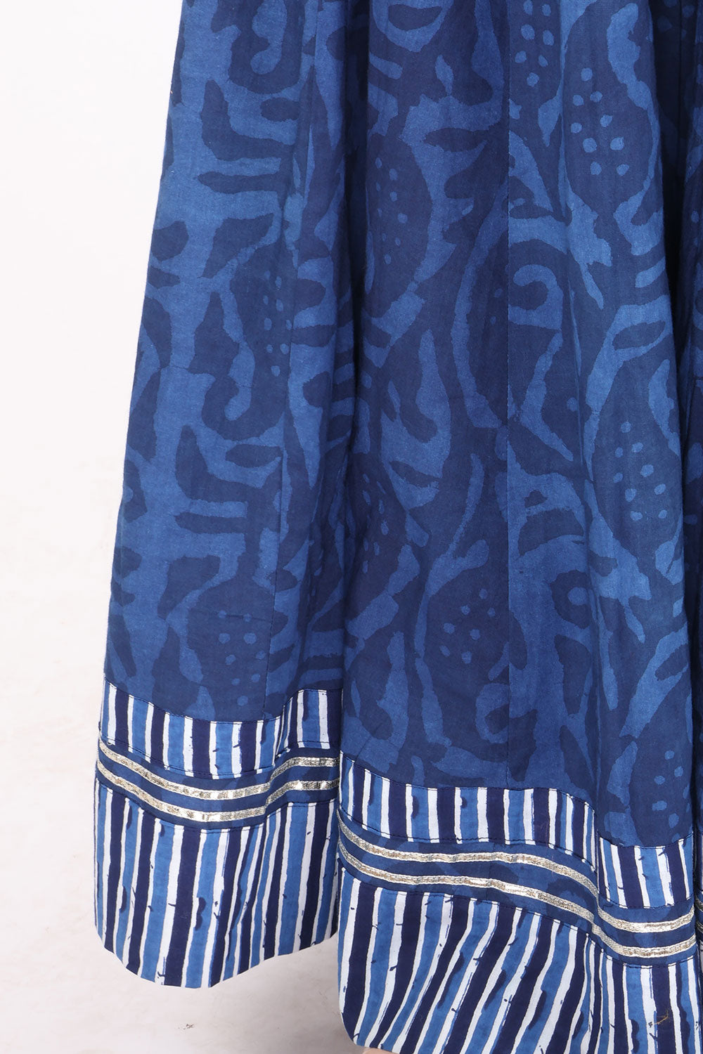 Cobalt Blue Hand Block Printed Cotton Skirt