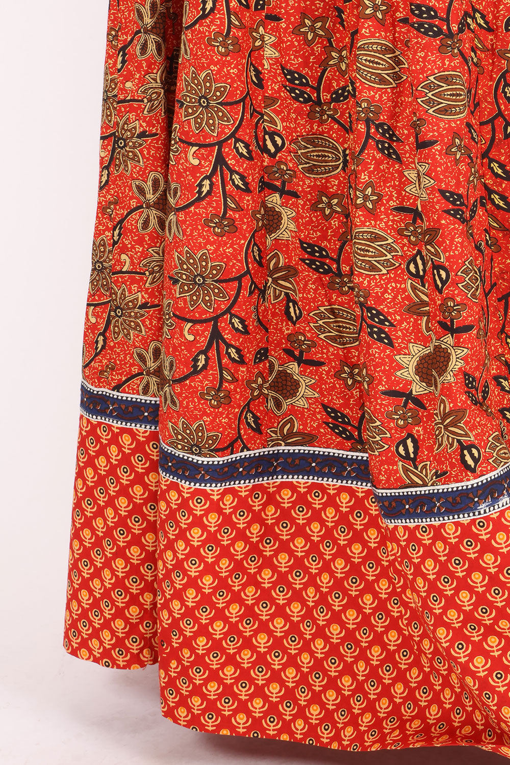 Orange Hand Block Printed Cotton Skirt