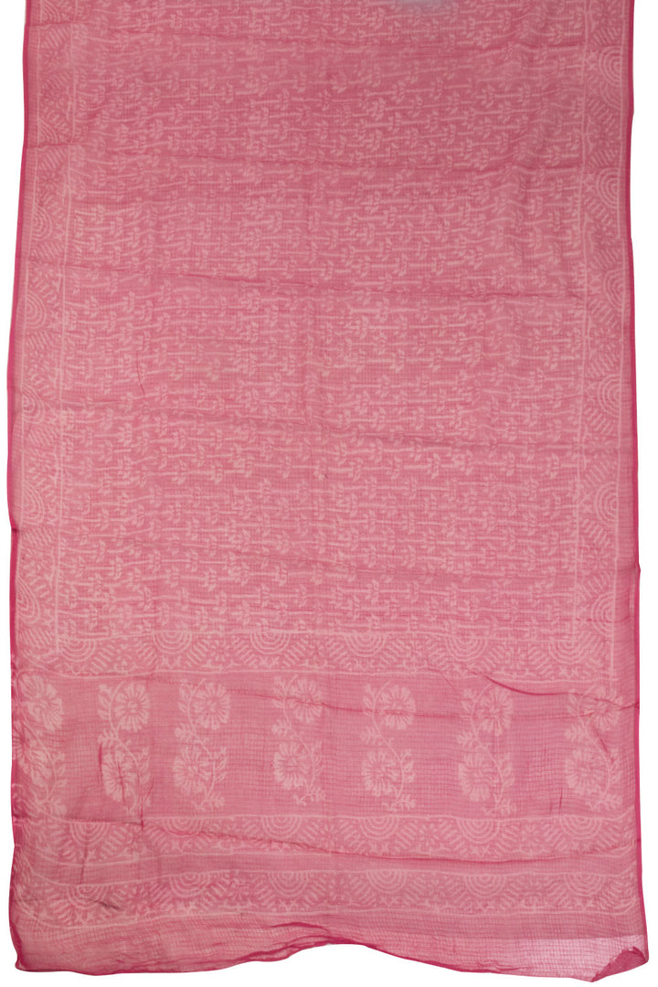 Pink 3-Piece Mulmul Cotton Salwar Suit Material With Kota Dupatta 