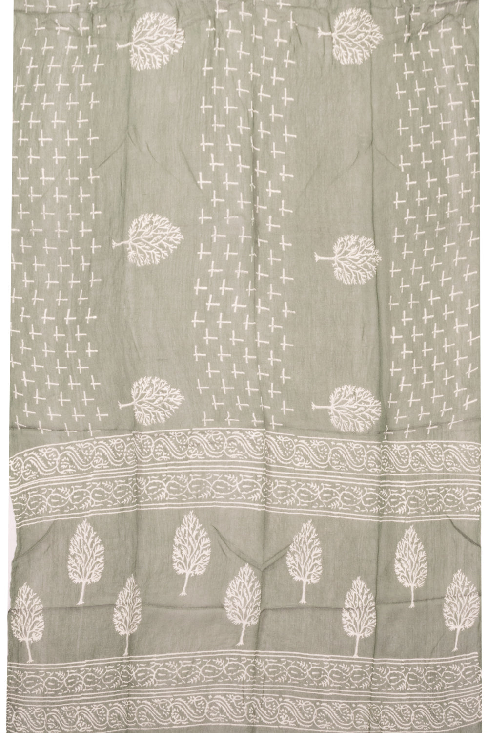 Green Hand block Printed Cotton 3-Piece Salwar Suit Material 10072984