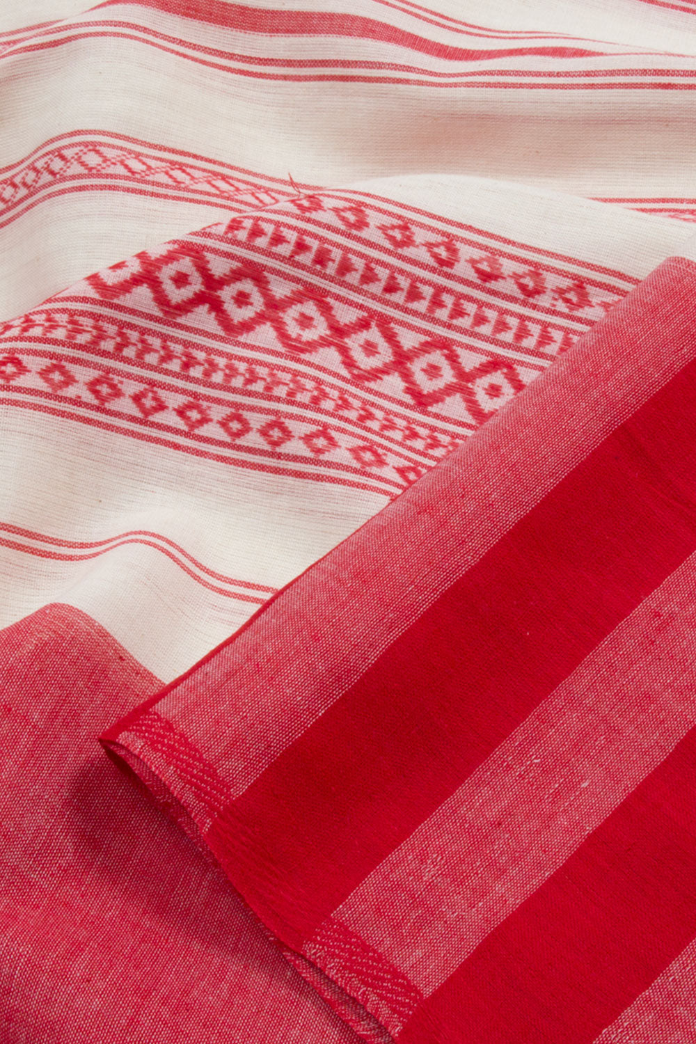 White Handloom Dhaniakhali Cotton Saree 10062579