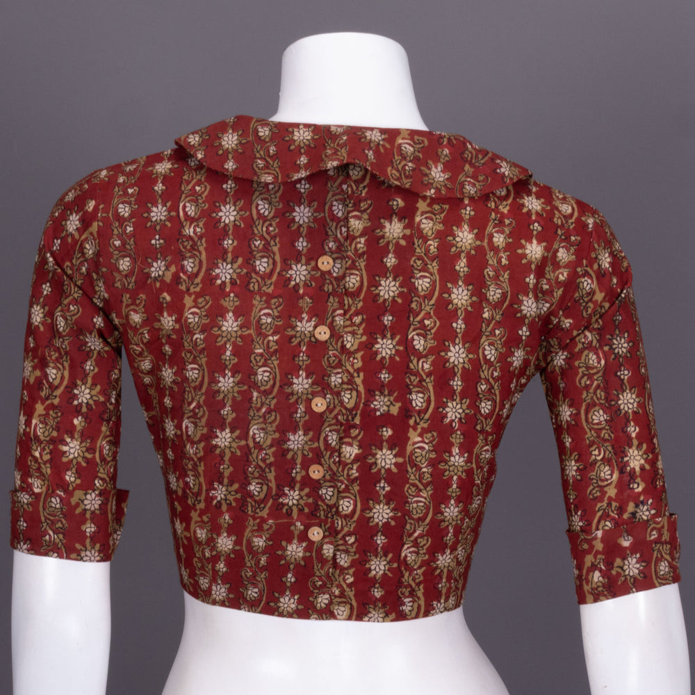 Maroon Jahota  Printed Cotton Blouse 10072522