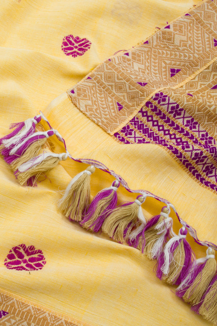 Sunset Yellow Handloom Assam Cotton Saree 10062511