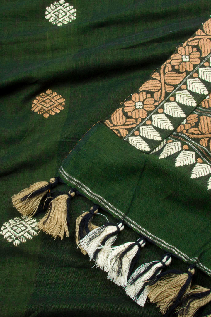 Seaweed Green Handloom Assam Cotton Saree 10062512