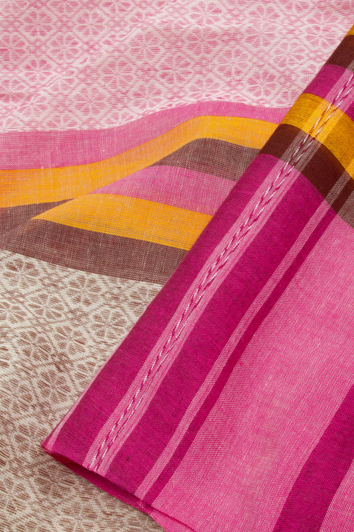 Pink Handloom Dhaniakhali Cotton Saree 10062588