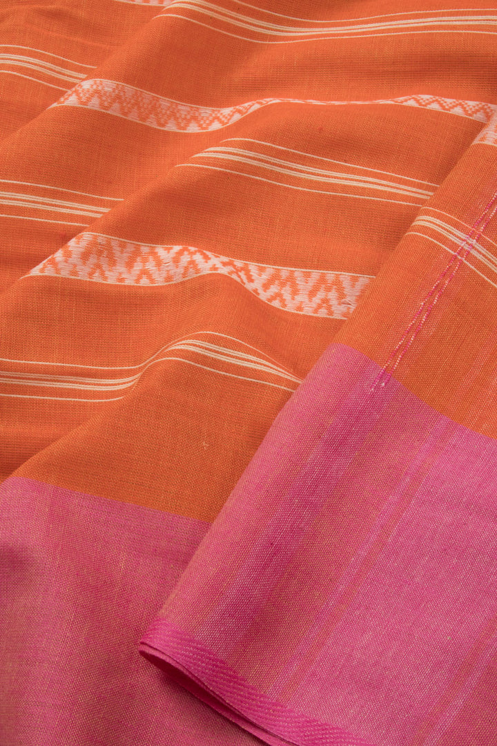 Rust Orange Handloom Dhaniakhali Cotton Saree  - Avishya