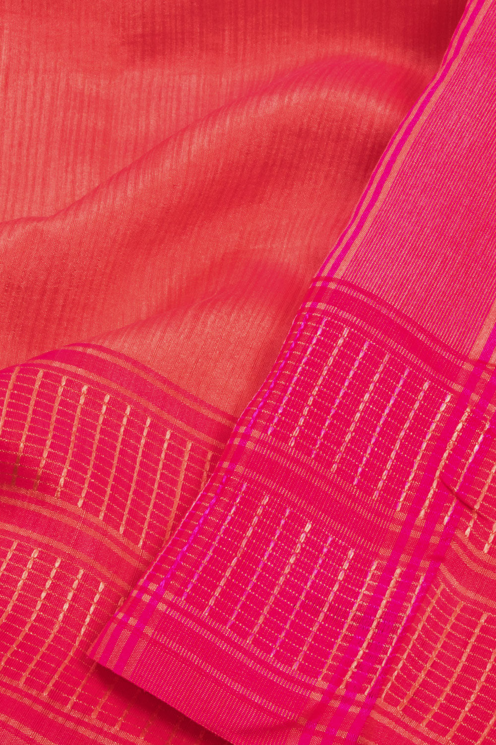 Peach And Pink Dual Tone Bamboo Silk Saree 10068784