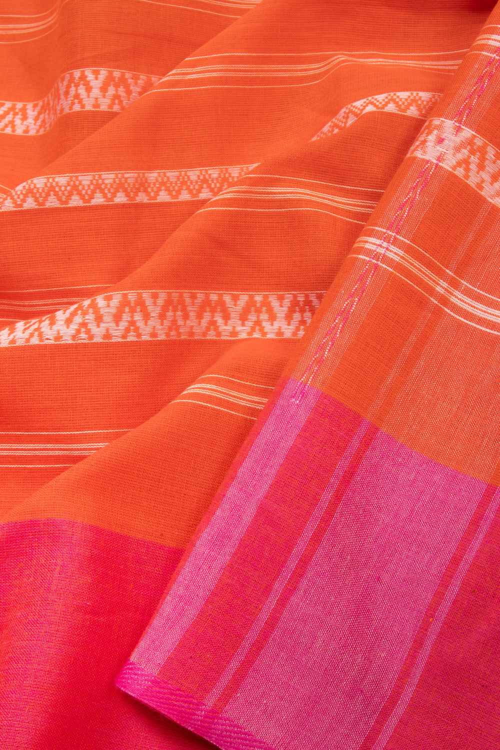 Orange Handloom Dhaniakhali Cotton Saree