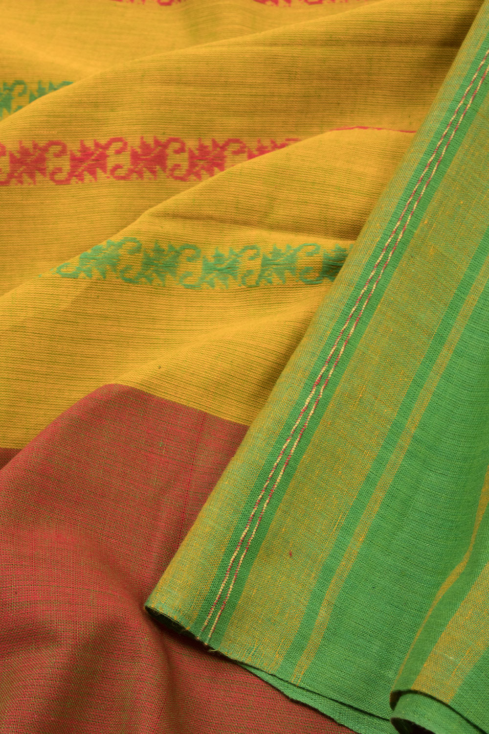 Multicolour Handloom Dhaniakhali Cotton Saree Without Blouse 