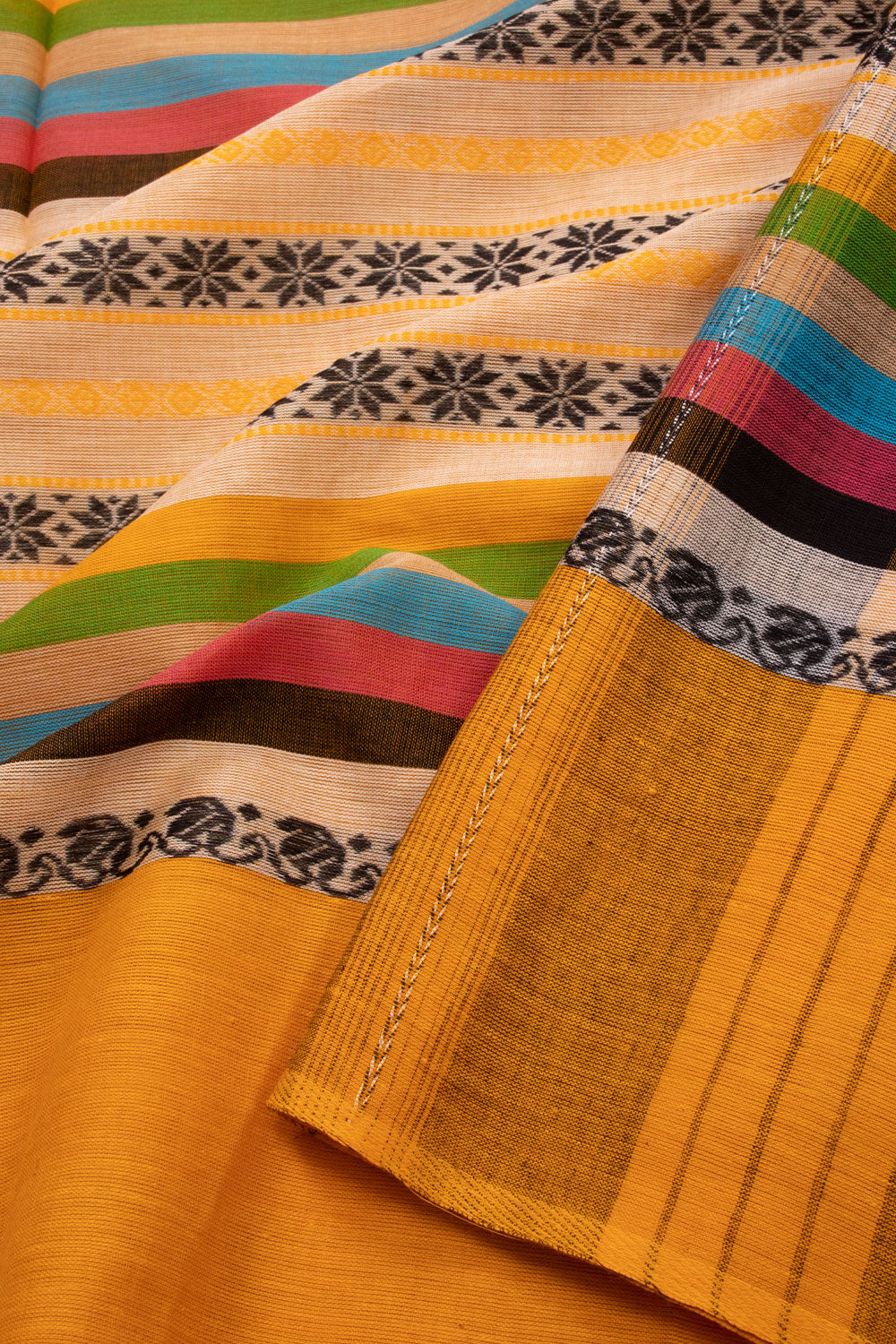Yellow Handloom Dhaniakhali Cotton Saree