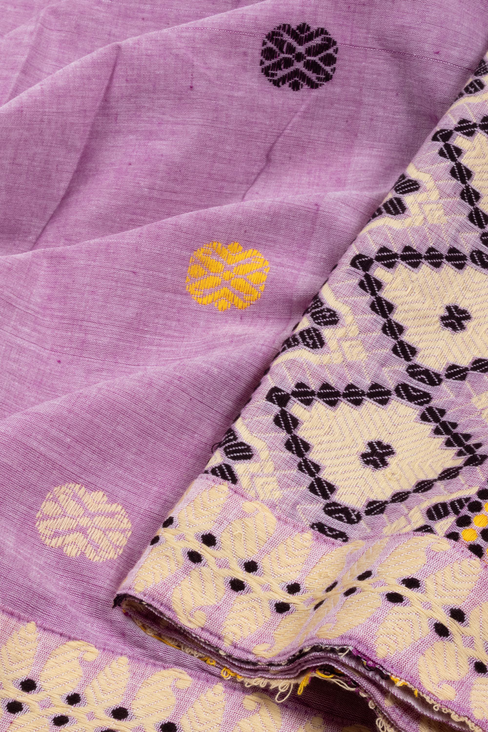 Violet Handloom Assam Cotton Saree 10070973