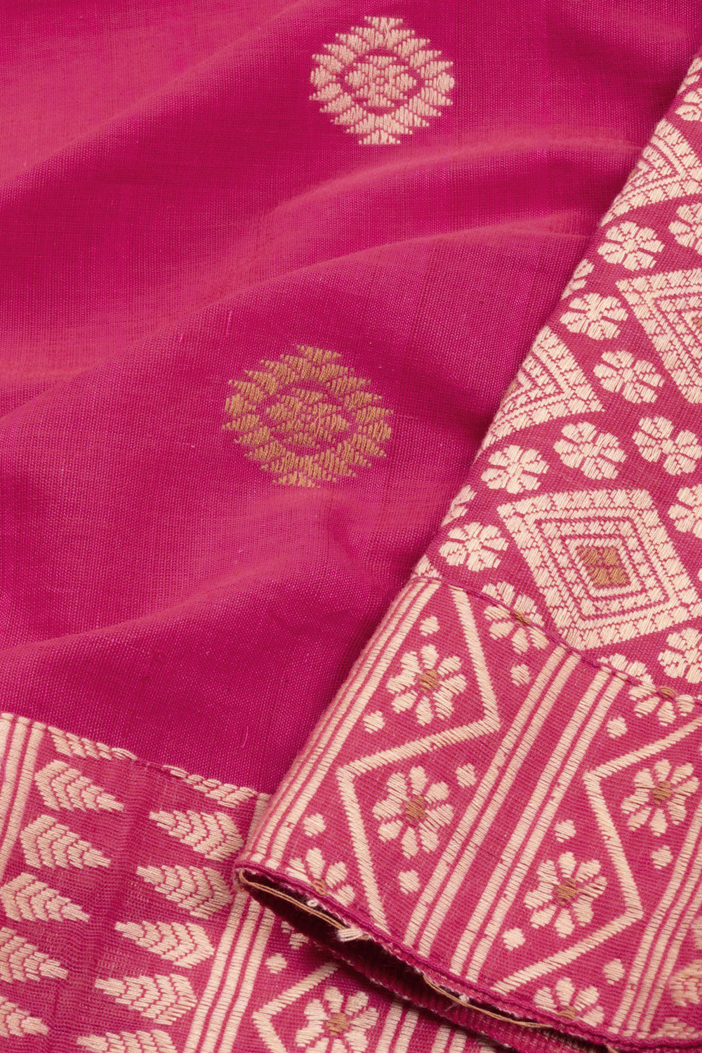 Pink Handloom Assam Cotton Saree 10070977