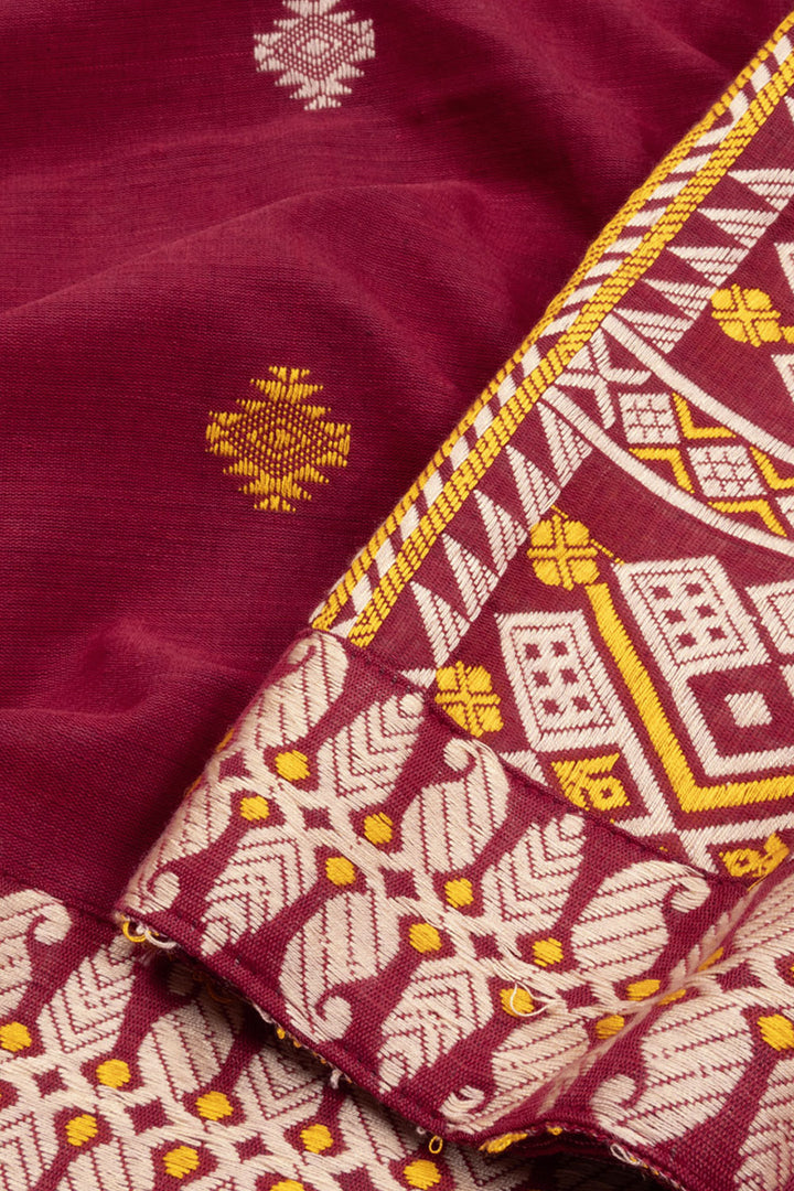 Maroon Handloom Assam Cotton Saree 10070978