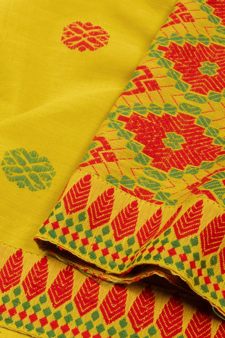 Yellow Handloom Assam Cotton Saree 10070985