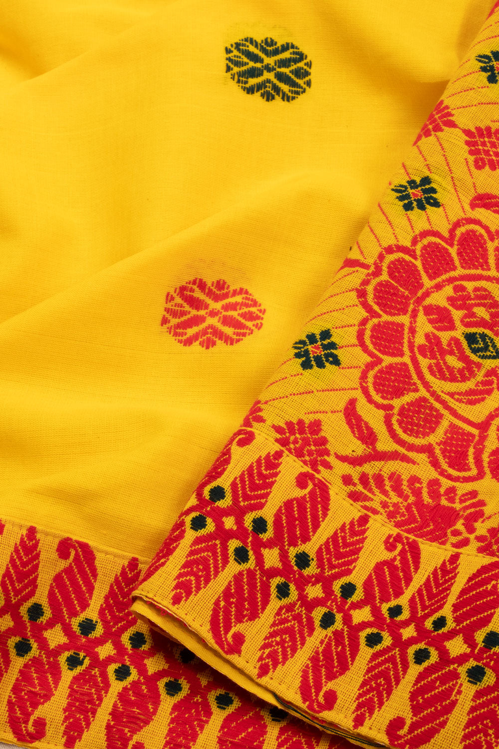 Yellow Handloom Assam Cotton Saree 10070986 
