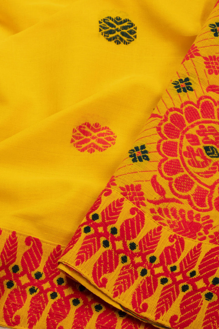 Yellow Handloom Assam Cotton Saree 10070986