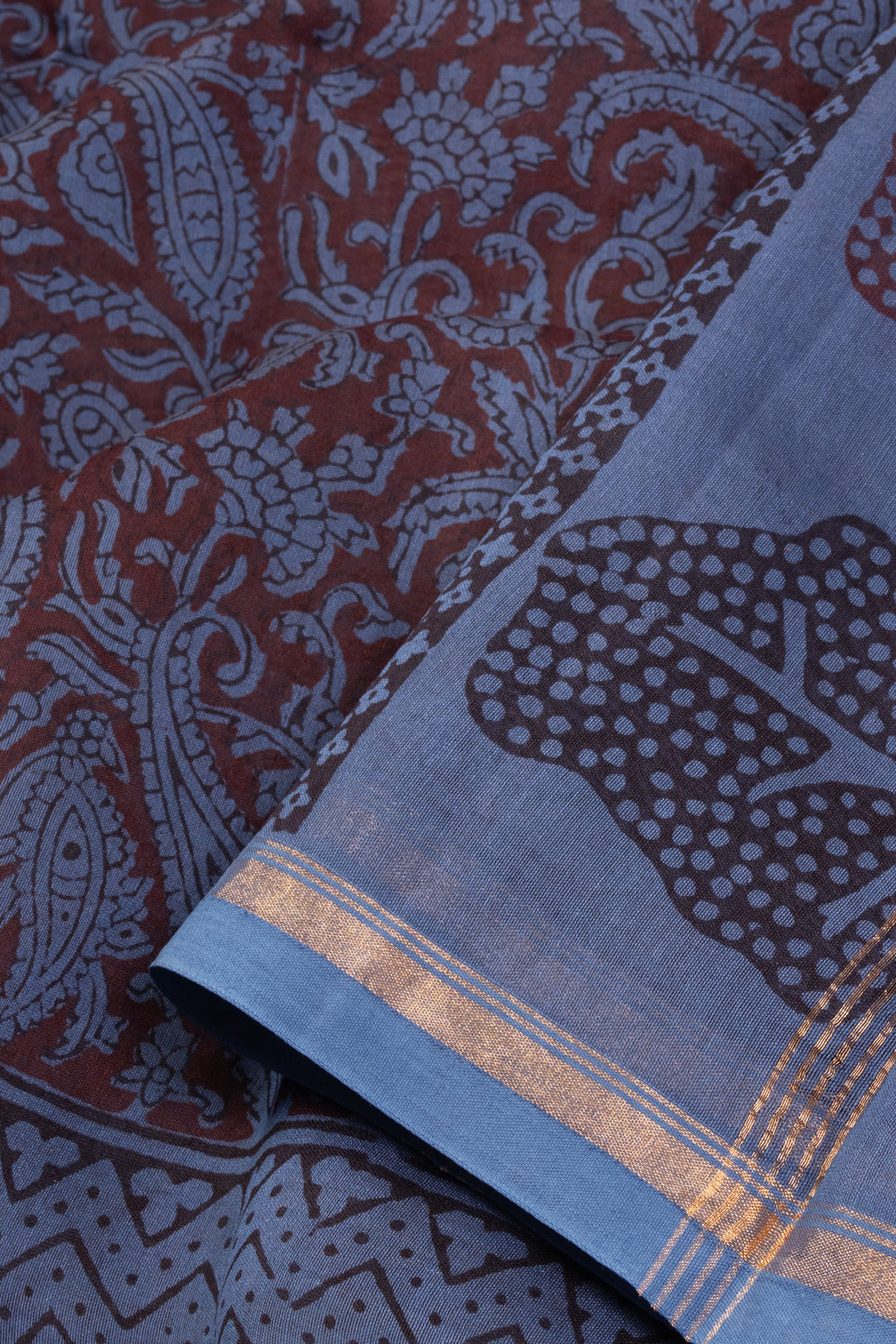 Blue Bagh Printed Silk Cotton Saree 10071016