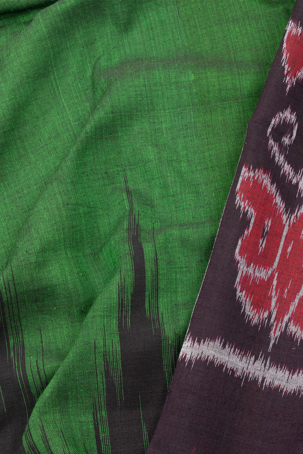 Green Nuapatna Odisha Ikat Cotton Saree Without Blouse