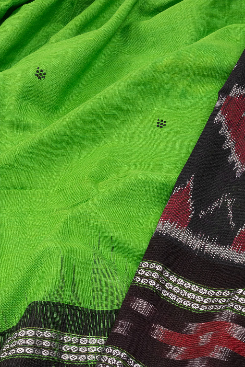 Green Nuapatna Odisha Ikat Cotton Saree Without Blouse