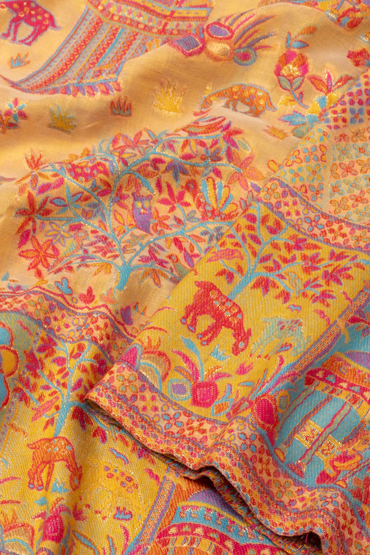 Yellow Handloom Kashmir Kani Silk Saree 10073639