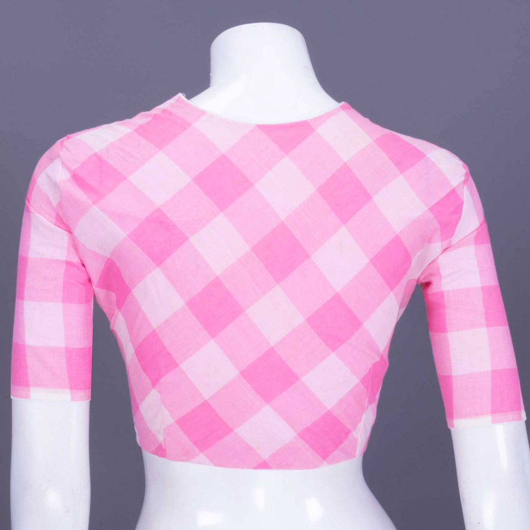 Pink Checked Andhra Cotton Blouse 10070404