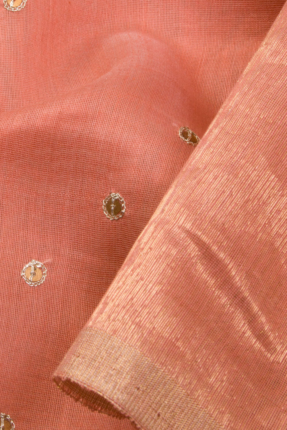 Peach Handwoven Chanderi Silk Cotton Saree 10071112